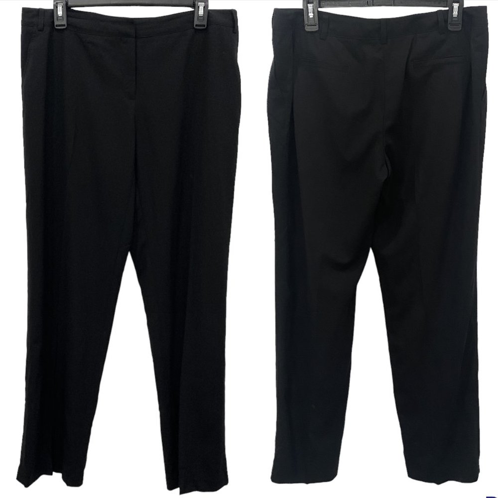 Lafayette 148 Classic Wool Blend Straight Leg Trouser Pant Black Women's Size 10